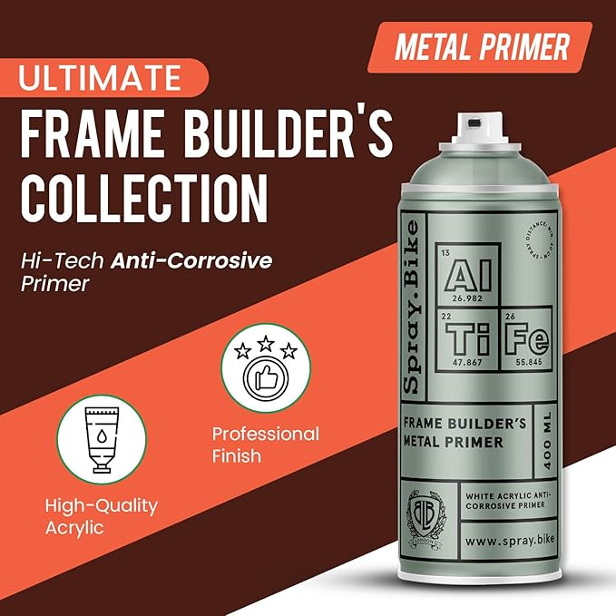 Spray.Bike Frame Builder's Metal Primer | Acrylic Primer Spray Paint for Bicycles | Anti Rust Spray for Metal | Rust & Corrosion Protection | Super Grip, Fast Drying | 400ml, Light Gray