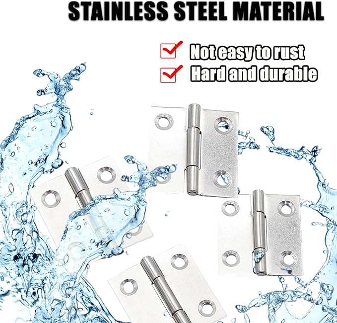 Pine & Linen 20 Pack Stainless Steel Folding Hinge, Butt Cabinet Hinge, Window Hinges Small Hinges with 80 Pieces Screws for Home Furniture/Cabinet Projects/DIY Enthusiasts（1.5 Inch）