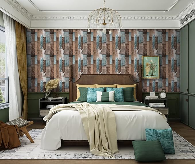 Heroad Brand 17.7”x197 Peel and Stick Wallpaper Backsplash Realistic Wood Panel Effect Contact Paper for Cabinets Accent Walls Easily Match Gorgeous Pattern Removable Wallpaper for Bedroom Bathroom