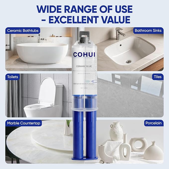 Porcelain Repair Kit White - High-Gloss Fiberglass Bathtub Tile Tub Repair Kit for Chips Cracks Scratches Rust Holes - Porcelain Sink Repair Kit for Ceramic Acrylic Tubs Toilets Fiberglass Shower