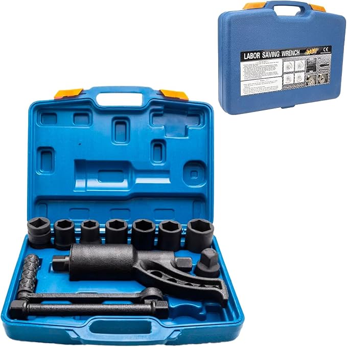 Heavy Duty Torque Multiplier Wrench Set - 1:64 Torque Wrench Set 11PCS Labor Saving Torque Multiplier Wrench Lug Nut Remover Lug Nut Wrench Set 1'' Drive 4800 NM with 8PCS CR-V Sockets Set (24-38MM)