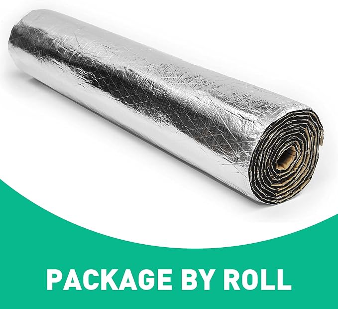 200mil 36 Sqft Self-Adhesive Car Sound Deadening Heat Shield Insulation Mat | Aluminum Foil PE Foam Dampening Mat, with Roller & 4 pcs Car Trim Removal Tools, for Car Doors, Floor, Roof, Hood, and Trunk