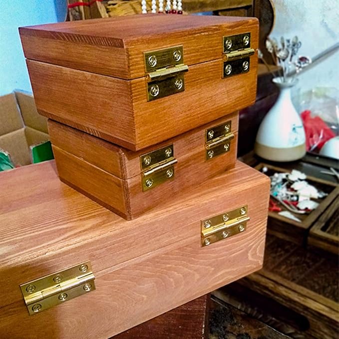 dophee 4Pcs Pure Brass Mini Hinges, Folding Butt Hinges for Drawer Cabinet Cupboard Door Jewelry Box Wooden Case Furniture, 2.5 Inch