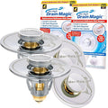 Mer-Maid Drain Magic Universal Sink Stopper, AS-SEEN-ON-TV, Replace Broken or Missing Stoppers, Push to Fill & Drain, Catches Hair & Prevents Clogs,Silicone Seal, Instant Install, No Tools, 2 Pack