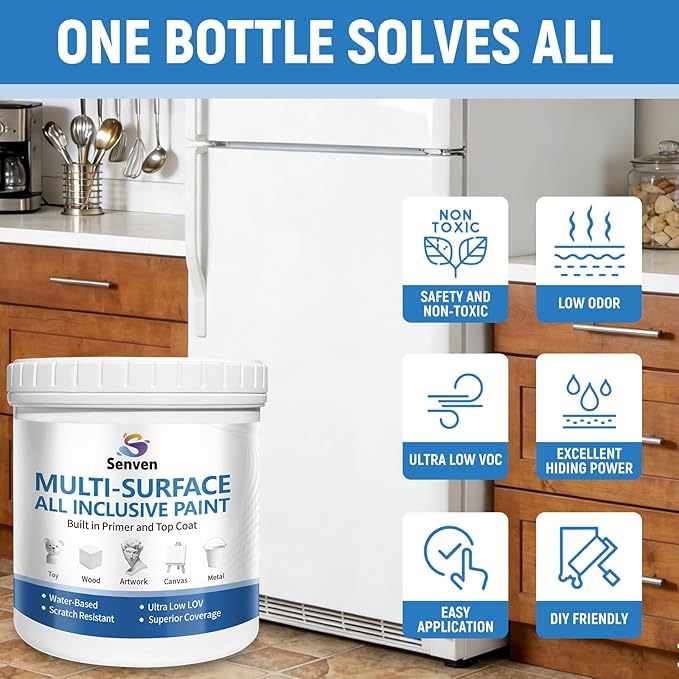 White Paint 150ml Acrylic White Paints Multi Surface for Metal, Furniture, Cabinets, Wood, Appliances, Clay, DIY Crafts, Walls, Acrylic Enamel Water Based Fast Drying, 5.3 Fl Oz