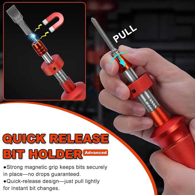 68Pcs Torque Screwdriver Wrench Set 10-70 IN.LB, Inch Pound Torque Driver | with S2 Steel Bits, 1/4" Drive, Magnetic Quick-Release Adapter for Bike Repair, Mounting and Maintenance
