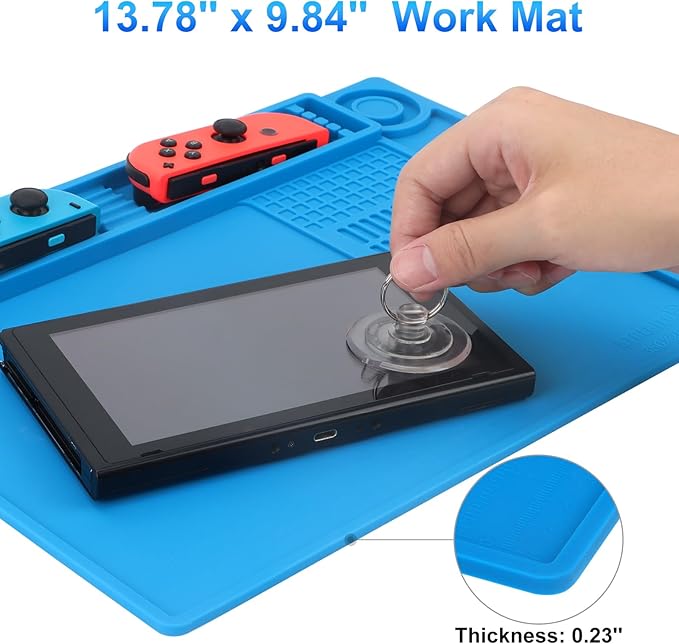 STREBITO Soldering Mat Electronics Repair Mat, Silicone Work Mat Heat Resistant 932°F, Magnetic Mat for Screws and Tools, Solder Mat Silicone Pad for Watch, Phone, Eyeglass, Knife, Size 13.8 "x 9.9"