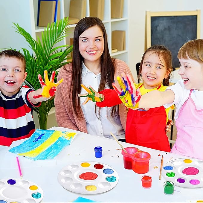 21pcs Paint Tray Palettes, Plastic White Palettes for Kids & Students,Paint Tray for Art Class,Craft DIY or Have a Birthday Painting Party