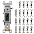 AIDA 20 Pack Single Pole Toggle Light Switch, 15 Amp, 120 Volt, Toggle Framed AC Quiet Switch, in Wall On/Off Switch Replacement, Self-Grounding, Residential and Commercial Grade, UL,Glossy Black