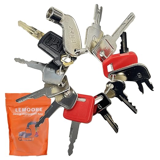 12 Heavy Equipment Key Master Set, Construction Key Master Set for Cat Caterpillar Case JD John Deere Hyster Komatsu Takeuchi Lucas Ford New Holland Keys Heavy Equipment