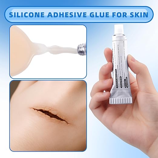 Lounsweer 2 Pcs Silicone Adhesive Glue for Skin Doll Repair Flesh Color Soft Adhesive Rubber Repair Glue for Filling Silicone Baby Doll Cavities Rubber Molds Halloween SFX Makeup