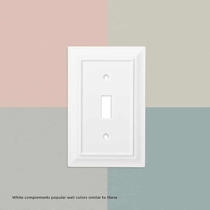 Franklin Brass Classic Architecture (1-Pack) Outlet Covers Pure White 1-Gang Wall Plate Single Duplex Switch Plates Electrical Guard W35242-PW-C