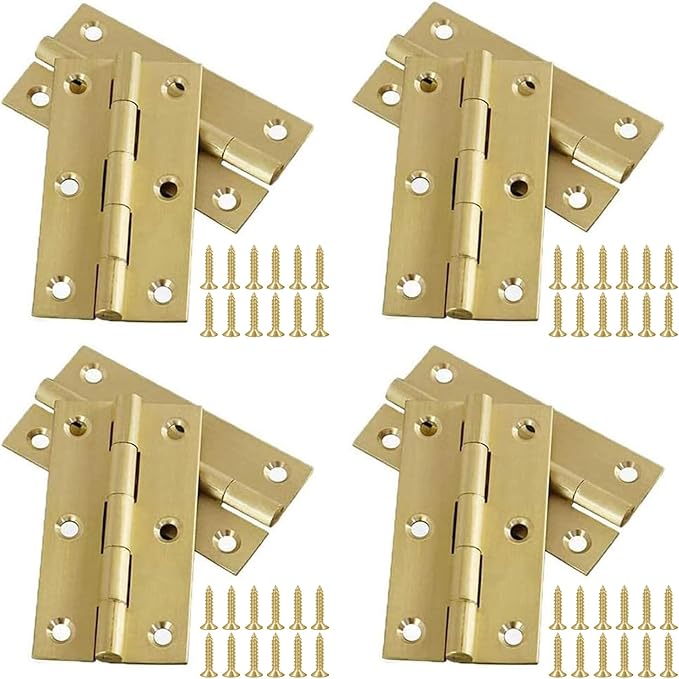 Mini Solid Brass Hinges Cabinet Drawer Butt Hinges for Jewelry Chest Wood Box,1/2/2.5Inch,8PCS(2Inch)