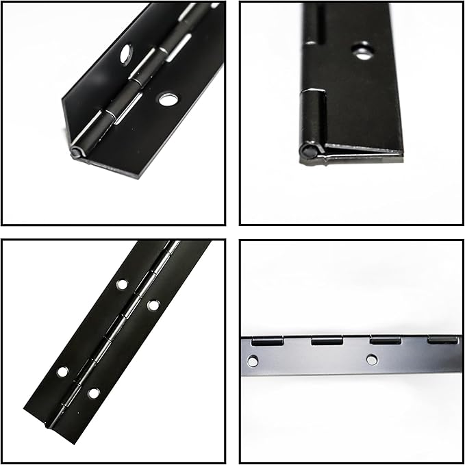 4 PCS 12 Inch Black Heavy Duty Stainless Steel Piano Hinge Continuous for Cabinet Door Cases Woodworking Wood Furniture Tool Storage Boxes Black