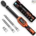Matework Digital Torque Wrench 3/8" Drive, (5-99.5 Ft.Lb/6.7-135Nm), ±1% Accuracy Electric Torque Wrench Digital with 2 Extension Bars, Buzzer and LED Flash Alert, for Bike/Moto/Auto Repair
