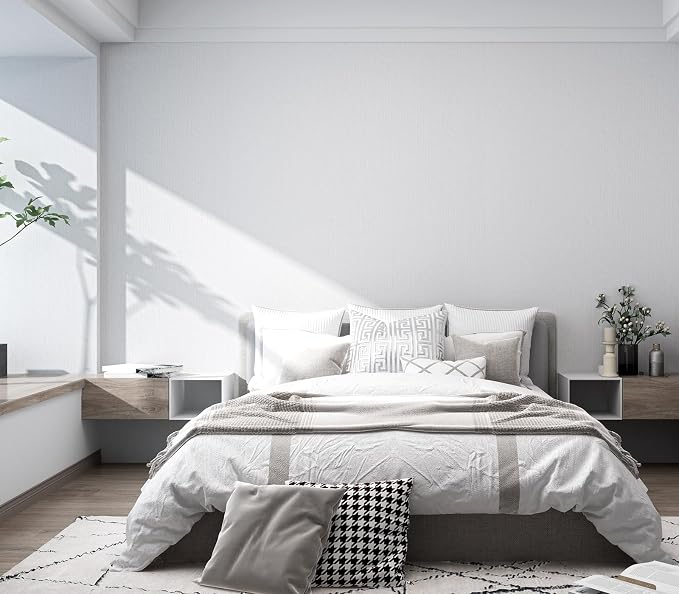 White Grasscloth Wallpaper Peel and Stick Fabric Linen Textured 24"x394" Classic Faux Grassweave Upgraded Thick Self-Adhesive Neutral Contact Paper Vinyl Film Liner Roll for Home Use