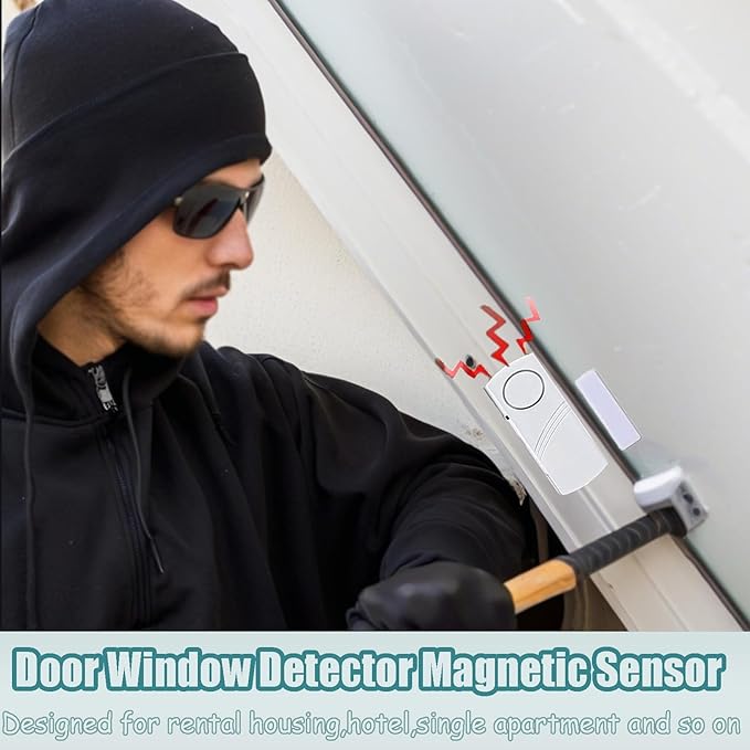 4 Pack Home Security Door & Window Alarms for Kids Safety - DIY Protection Burglar Bell Alarm for Home & Office