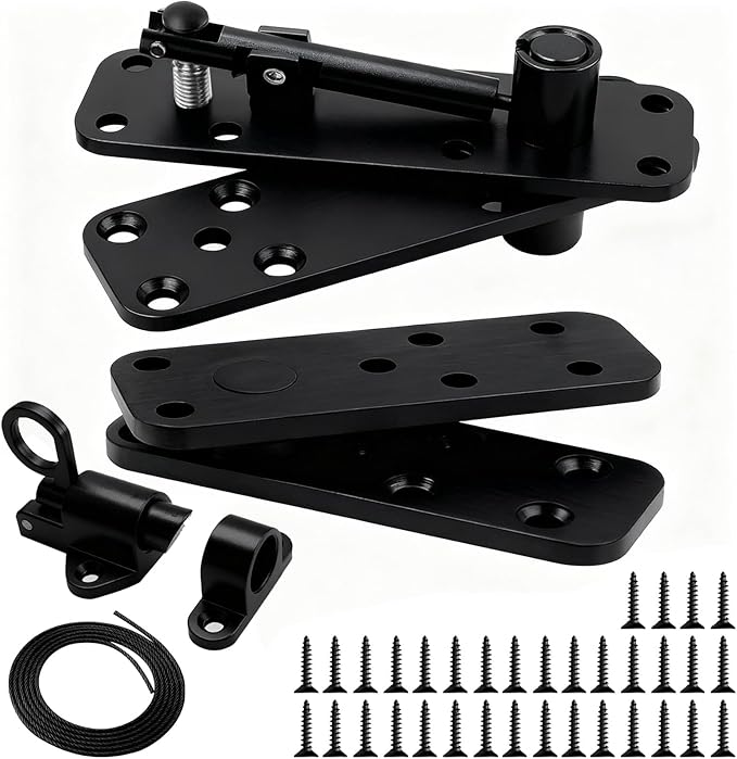 TamBee Heavy Duty Pivot Hinge Hidden Door Hinge - 570 lbs Load, Bearing, Stainless Steel, Rust Resistant, Concealed for Wood Doors, Secret Doors, Hidden Door, Bookcase Door and Bookshelf Door Black