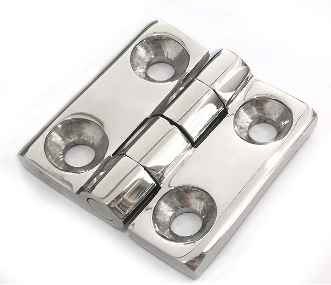 Marine Grade CAST Solid 304 Stainless Steel Mirror Polished Butt Hinges Marine Stainless Steel Heavy Duty 2-3/8" x 2-3/8" Pair for Boat, RVs
