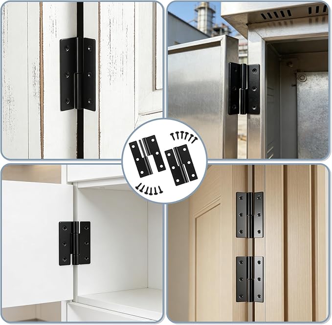 2 Pcs Lift Off Hinge Cabinet Door Hinges Black Butt Hinge 2.4 Inch Right Handed Slip Joint Flag Hinges for Cabinet Doors