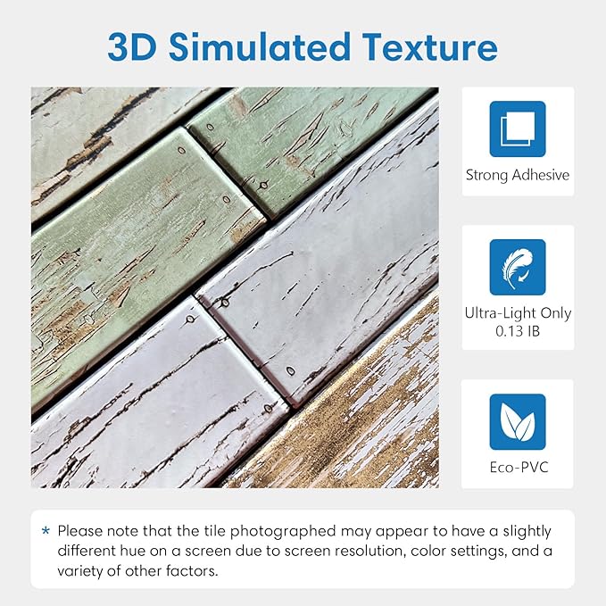 COMSTICKC Peel and Stick Faux Wood Wall Panels Shiplap Blue-Green, 10 Pcs of 12" x 12", Not Real Wood, Thin PVC 3D Fake Wood Self-Adhesive Wall Covering Wallpaper for Interior Farmhouse Decor