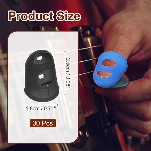 PATIKIL Finger Tip Covers Cots, Black Silicone Finger Protectors Gloves Breathable Reusable Fingertip Caps with Air Holes for Dry Skin Finger Cracking, S, 30 Pcs