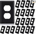 ELEGRP Duplex Receptacle Outlet Covers, 1-Gang Standard Size Wall Plates, Unbreakable Polycarbonate Dual Outlet Faceplates Covers, UL Listed, Color-matched Screws Included (20 Pack, Glossy Black)