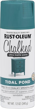 Rust-Oleum Tidal Pond Chalked All-in-One Ultra Matte Spray Paint | One Coat Coverage | No Primer, Sanding, Or Topcoat Needed | Easy Spray Application | Made in USA | 12 OZ