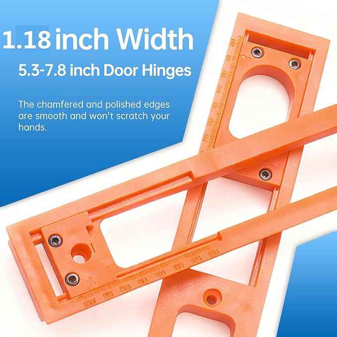 Concealed Door Hinge Installation Kit | with Guide Template Jig | with Dedicated Concealed Hinge Slotting Template | Lightweight & Reusable Design | for 5.3-7.8 inch Door Hinges (1.18 inch Width)