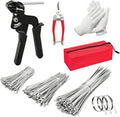 Heavy metal cable ties, 400 pcs metal cable tie gun set, 6/8/11.8in 304 stainless steel material, multifunctional self-locking cable tie tool set, suitable for fences, farms, cables, pipelines, etc