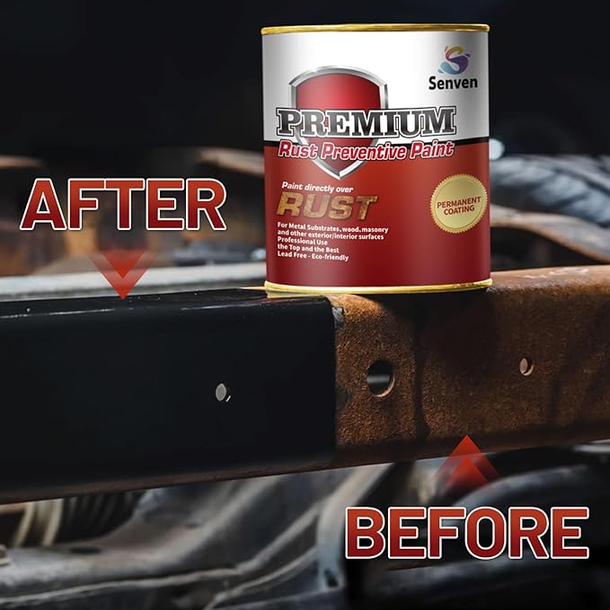 Rust-Stop and Corrosion Permanently Rust Preventive Coating Anti-Rust Automotive Rust Reformer for Metal & Seal, Rust Converter Non-Porous Protective Barrier High Gloss Black Metallic Paint 35 Fl Oz