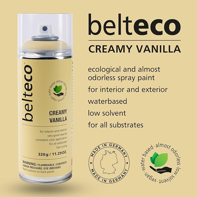 Creamy Vanilla Spray Paint | Water based & Odorless | Eco-Friendly & Vegan | Weather & UV-Resistant | For all Substrates | Fast Drying with High Coverage | For Indoor/Outdoor Use