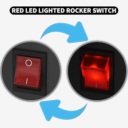 DaierTek 12V 30A Rocker Switch 4 Pin Red LED Lighted Rocker Toggle Switch DPST Heavy Duty 30 Amp 12 Volt Rocker Switch KCD2 KCD4-5pcs