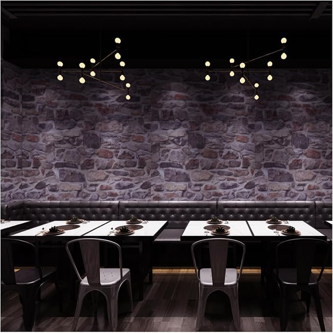 3D Brick Stone Wallpaper Peel and Stick Wall Paper Faux Stone Brick Wallpaper Waterproof Self Adhesive Removable Wall Paper for Bedroom Living Room Wall Decor, Pink 15.7" X 393"