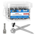FMhotu Metal Roofing Screws #10×2-1/2Inch, 500-PCS, Hex Head Rustpert Coating Sheet Metal to Wood Siding Screw with EPDM Rubber Washer, Sharp Point, Hex Socket Included