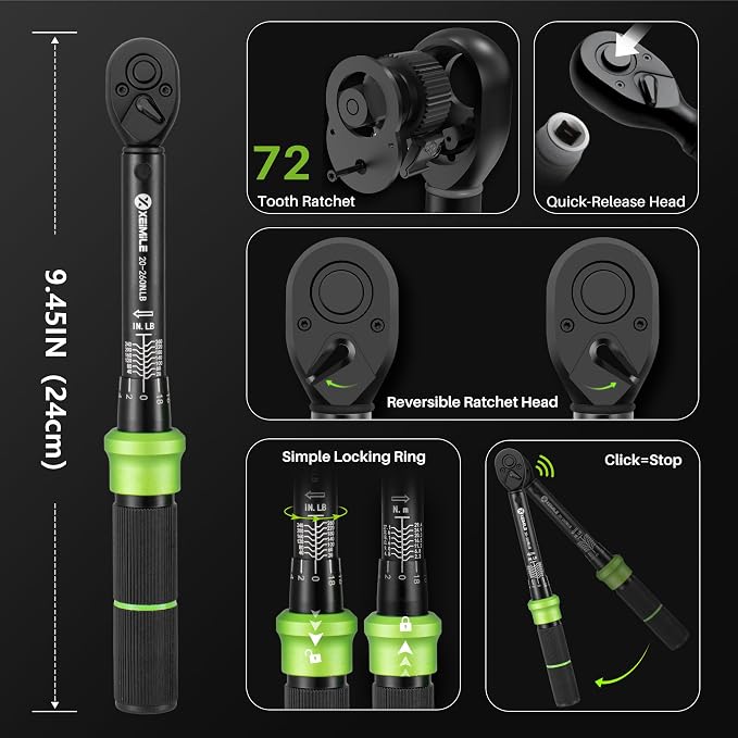 57Pcs 1/4" Drive Small Torque Wrench and Srewdriver Set-20-260In.Lb | 1/4"Torque Wrench(2.3-29.4N.m),10-80 Inch Pound Torque Screwdriver for Bike Moto Car,Gunsmithing,Precision,Small Engines DIY