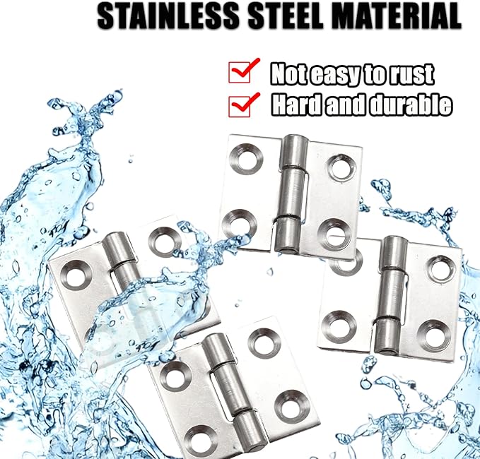 Pine & Linen 30 Pack Stainless Steel Folding Hinge, Butt Cabinet Hinge, Window Hinges Small Hinges with 120 Pieces Screws for Home Furniture/Cabinet Projects/DIY Enthusiasts（1 Inch）