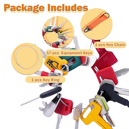 Heavy Equipment Keys Set, Construction Keys Master Set, Contractors Equipment Multi Keys fit Common Equipment Cat Caterpillar JD Komatsu Volvo Bobcat Kubota and More