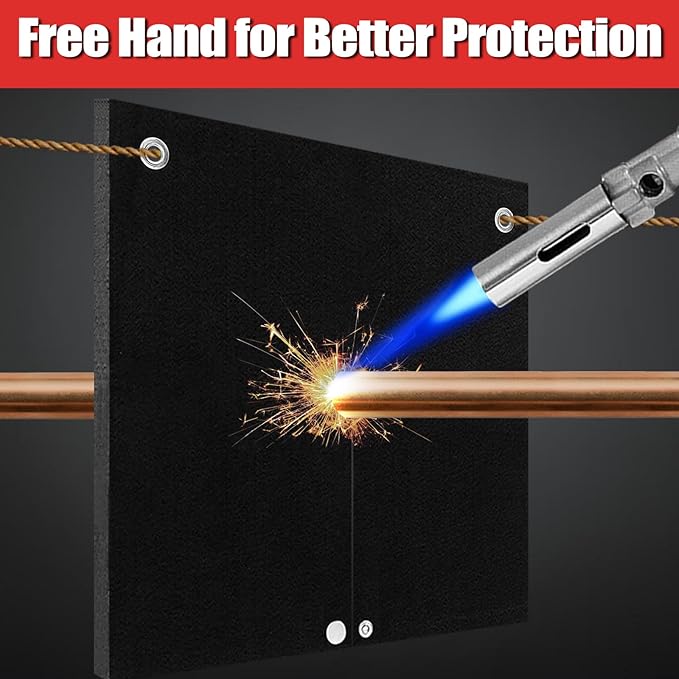 20x20x0.2in Welding Blanket Fireproof, 2 Packs 5mm Upgraded Thickened Heat Shield Mat, Brazing Heat Shield for Torch, Welding Pad for Plumbing, Solder Plumbers HVAC Torch Protector