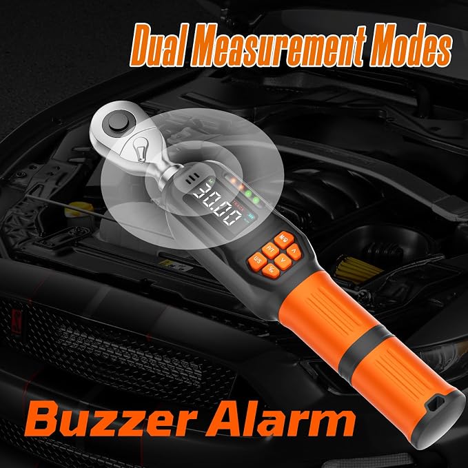 Digital Torque Wrench Set, 1.1-22.1 Ft.lb/1.5-30 Nm, 1/4" Drive Inch Pound Bike Torque Wrench Electronic with Buzzer & LCD Indicator for Bicycle E-bike Motorcycle