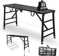 Foldable Scaffolding Platform, Height Adjustment 70.9x15.7x35.4-57 in Portable Welded Steel Work Platform, 770 lbs Capacity, Industrial Step Ladders Ideal for Home Improvement, Wiring and Painting