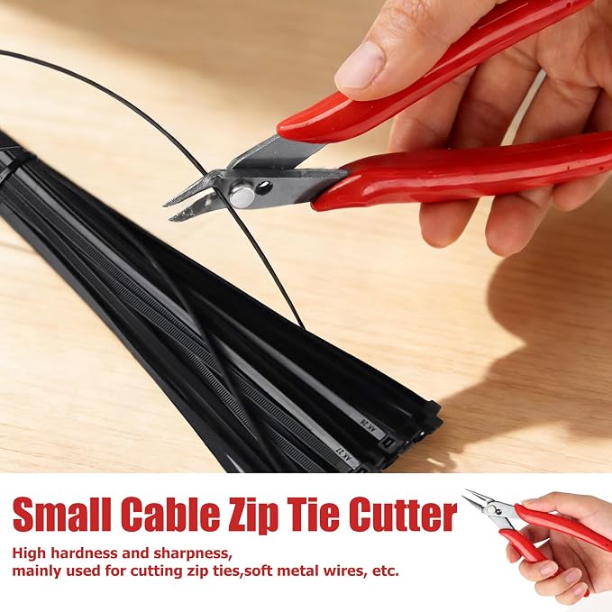 Cable Zip Tie Organizer, Wall Mount Zip Tie Holder, Including 250Pcs Black Zip Ties Assorted Sizes (4”+6”+8”+12”+14”) and 1 Zip Tie Cutter