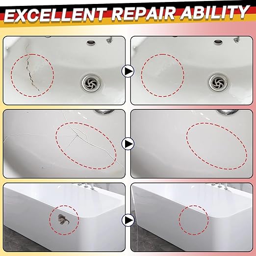 Bath Tub Repair Kit, Fiberglass Tile and Shower Repair Kit Porcelain Repair Kit, Bathtub Repair Kit Repair Chips Dents Cracks Scratches from Ceramic, Marble, Quartz, Resin, Acrylic