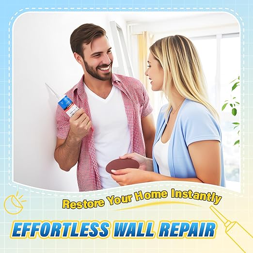 DIYSELF 9 Pack Drywall Repair Kit, Surface Repair Kit, Spackle Wall Repair, 2×100g (7oz Total) Putty, White Drywall Mud, Plaster for Holes, Cracks, Gaps, Fast-Drying Hole Filler with Scraper, Sander