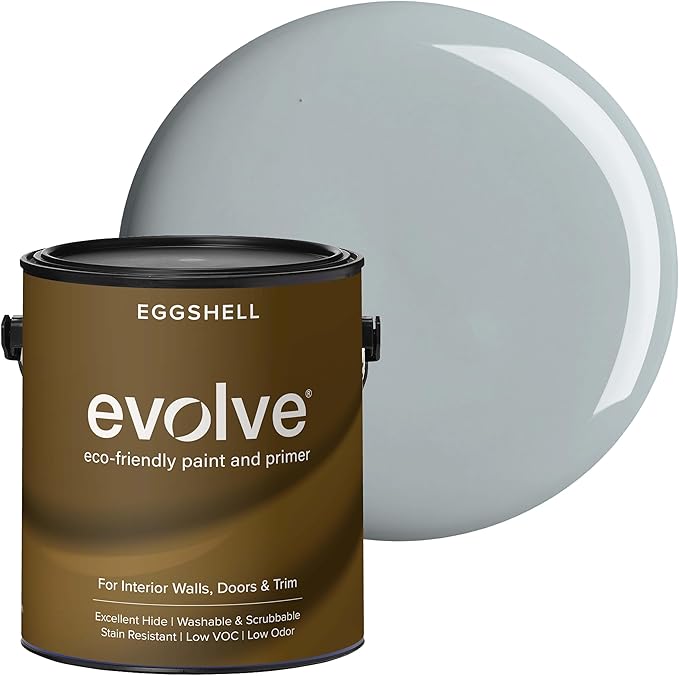 EVOLVE Paint & Primer: Environment-friendly, Low Sheen with One-coat Coverage for Interior & Exterior surfaces (Pebble Gray, 1-Gallon)