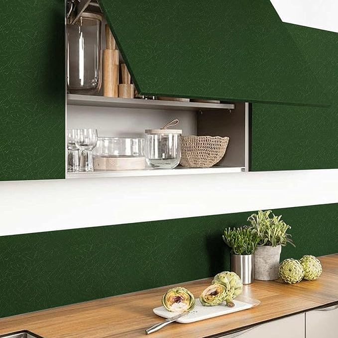 Dark Green Peel and Stick Wallpaper Removable Silk Texture Contact Paper | 23.6" X 196.8" Self Adhesive Vintage Embossed Stick on Wallpaper Home Decorativon for Wall Shelf Liner Paper