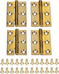 dophee 4Pcs Pure Brass Mini Hinges, Folding Butt Hinges for Drawer Cabinet Cupboard Door Jewelry Box Wooden Case Furniture, 1.5 Inch
