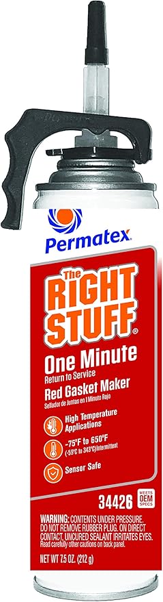 Permatex 34426 Right Stuff 1 Minute Red High Temperature Gasket Maker, 7.5 oz