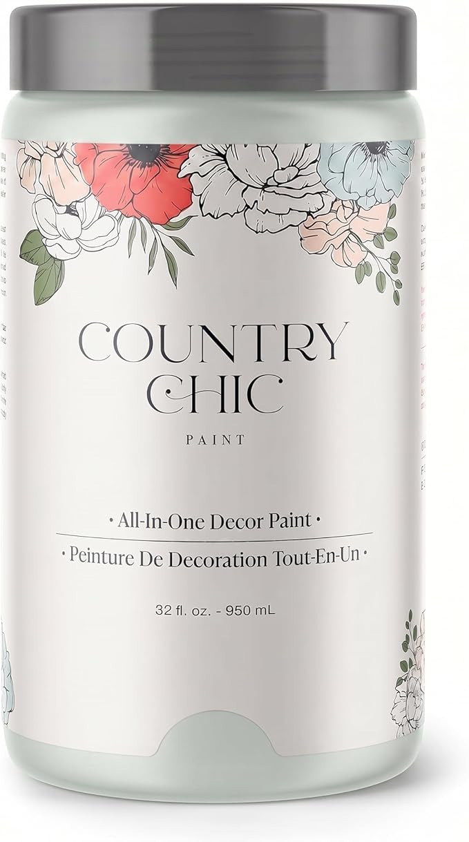Country Chic All-in-One Chalk Paint for Furniture, Cabinets, Home Decor, Eco-Friendly, Matte Finish, Built-In Primer & Top Coat for Wood, Metal - String of Pearls (Light Green) - Quart 32 oz (950 ml)
