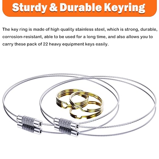 Multi Type Heavy Equipment Master Keys, 22 Contractor Machinery Ignition Excavator Keys Fit CAT 5P8500 JCB 14607 Kubota Takeuchi Komatsu 787 Volvo Yanmar John Deere Hyster Hitachi H806